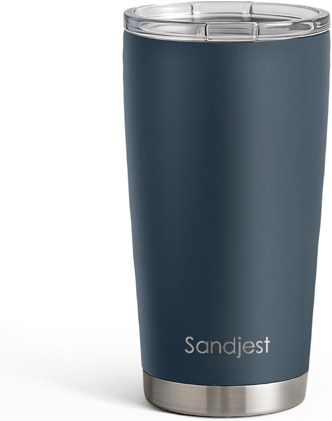 SANDJEST Stainless Steel Tumbler 20 oz, Double Wall Vacuum Insulated Mug with Lid, Travel Coffee Cup for Women Men Friends, Birthday Christmas (Deep Sea Blue) by SANDJEST