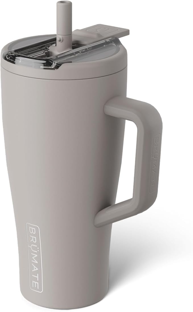 BrüMate Era Flip 30oz Tumbler with 100% Leakproof Covered Straw Lid | Hygienic Covered Straw | Insulated Stainless Steel Water Bottle with Handle | Cup Holder Friendly | BPA-Free (Mocha) by Br%C3%BCMate