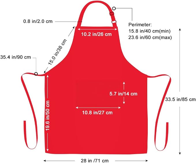Jubatus 1 Pack Bib Aprons with 2 Pockets Cooking Chef Kitchen Apron - Image 7