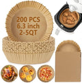 200Pcs Air Fryer Disposable Paper Liner, Round Non-Stick Air Fryer Liners Parchment Paper for Baking Roasting Microwave Oven (6.3 inch) by Tecbeauty