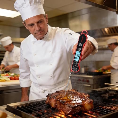 Professional Digital Meat Thermometer Instant Read Waterproof – Folding Probe Food Thermometer with Backlight & Calibration, Fast Read for BBQ, Grill, Deep Fry, Cooking, Liquids, Gift for Chef - Image 3