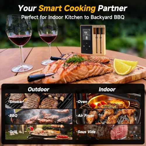 Wireless Meat Thermometer Digital, Bluetooth Cooking Thermometer, Remote Tracking and Real-Time Readings with Apps, for iOS and Android, for BBQ, Grill, Smoker - Image 3