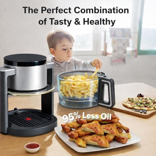 Simple Deluxe 4.7 Qt Glass Air Fryer, Non-Toxic 10-in-1 Digital Air Fryer with 360° Visible Glass Bowl, Nonstick & Dishwasher-Safe, Air Fry, Roast, Bake, Dehydrate, Fries, 1300W, Silver - Image 5