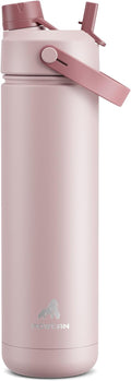 POWCAN 26 oz Insulated Water Bottle with 2-in-1 Straw and Spout Lid, Keep Cold 24H, Leak-Proof, Fits in Car Cup Holder, Stainless Steel Water Bottle for Sports, Travel, Gym, and School (Dried Rose) by POWCAN