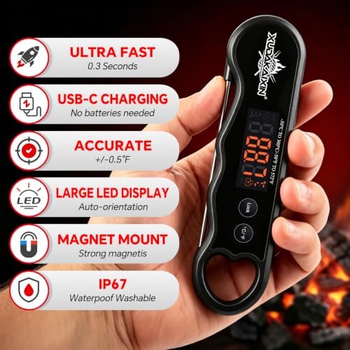 0.3s Fast Read Meat Thermometer – USB-C Rechargeable,Black - Image 2