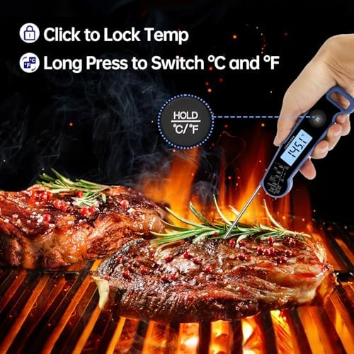 Lonicera Instant-Read Meat Thermometer, 1-Second, ±0.5°F accuracy, Blue - Image 3