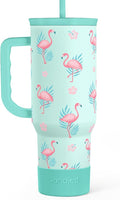 Flamingo Tumbler, Stainless Steel Insulated Tumblers Coffee Mug Cup with Handle, Gifts for Women Girls on Birthday Christmas Summer, 40oz by SANDJEST