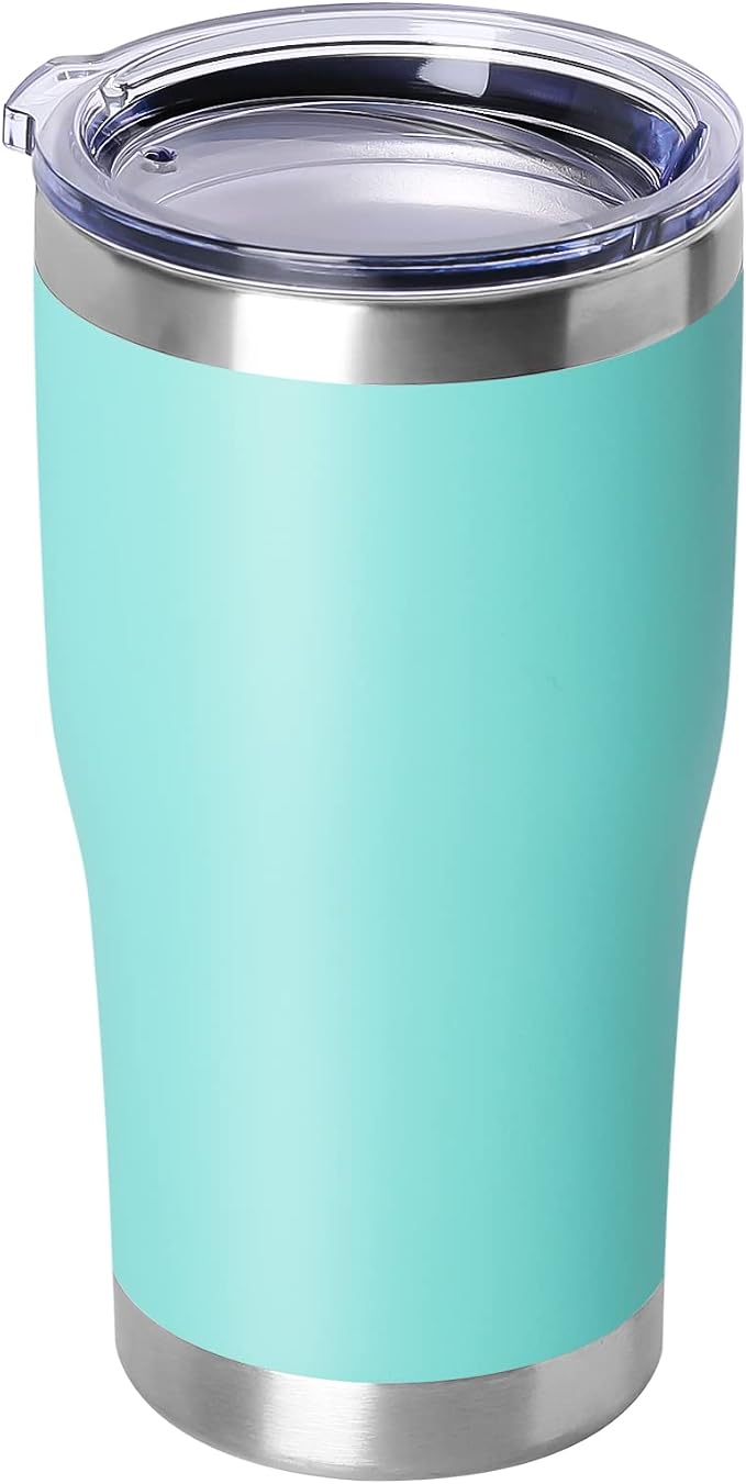 DOMICARE 20oz Tumbler with Lid Stainless Steel Tumblers Bulk, Double Wall Vacuum Insulated Coffee Travel Mug Powder Coated Tumbler, 1 Count (Pack of 1) Light Blue by VisittheDOMICARE