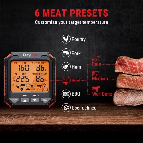TempPro TempTrack Digital Meat Thermometer for Cooking with 2 Meat Probes - Image 3