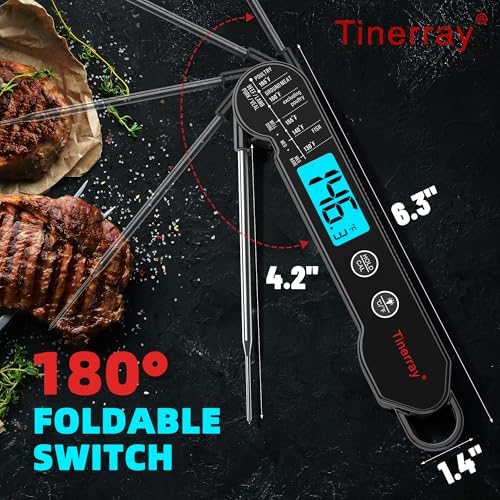 Professional Digital Meat Thermometer Instant Read Waterproof – Folding Probe Food Thermometer with Backlight & Calibration, Fast Read for BBQ, Grill, Deep Fry, Liquids, Gift for Chef (Black) - Image 5