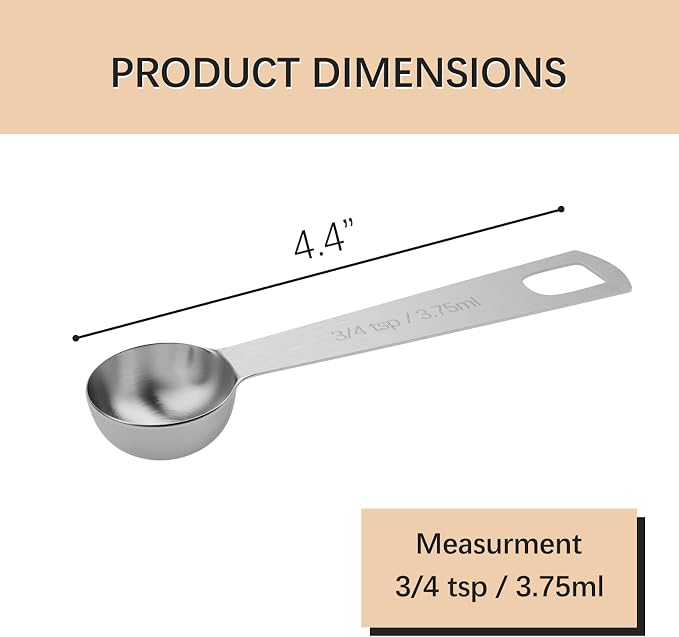 5PCS 3/4tsp Single Measuring Spoon, Stainless Steel Individual Teaspoons Only - Image 2