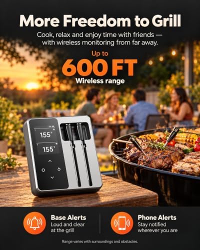 Wireless Meat Thermometer, 2 Probes, Smart Base, 6 Sensors - Image 3