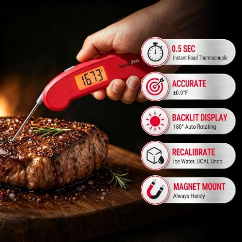 TempPro TempX2 0.3s Instant Read Meat Thermometer Digital for Cooking Food - Image 2