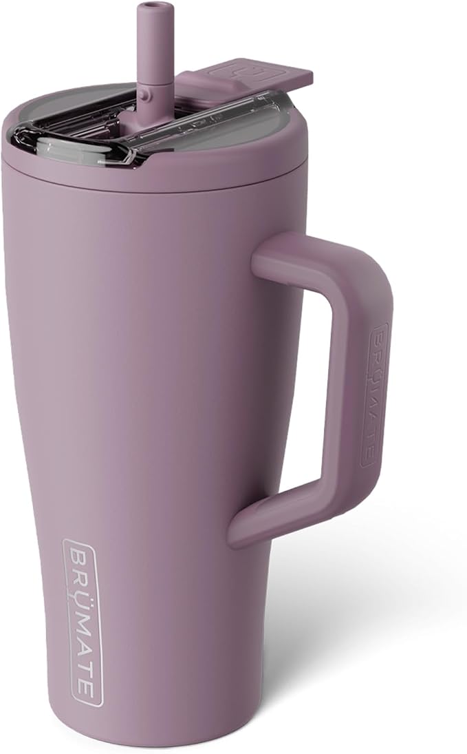 BrüMate Era Flip 30oz Tumbler with 100% Leakproof Covered Straw Lid | Hygienic Covered Straw | Insulated Stainless Steel Water Bottle with Handle | Cup Holder Friendly | BPA-Free (Lilac Dusk) by Br%C3%BCMate