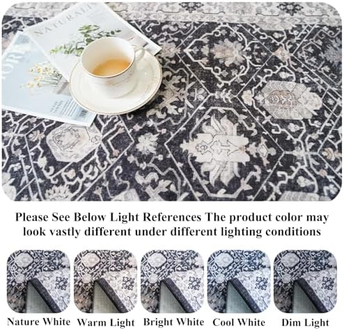Hallway Washable Runner Rug - 2x6 Kitchen Rugs Entryway Rug Runner Vintage Soft Floor Mat Non Slip Indoor Farmhouse Carpet for Bathroom Living Room Bedroom (2 X 6, Black) - Image 3