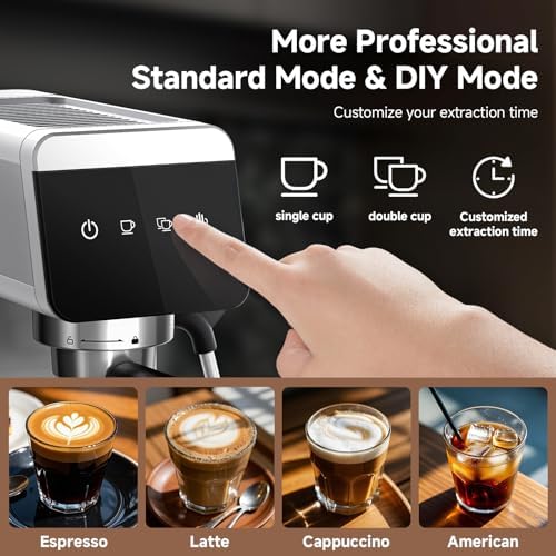AMZCHEF 20 Bar Compact Home Espresso Coffee Machine, Metallic Silver - Image 5
