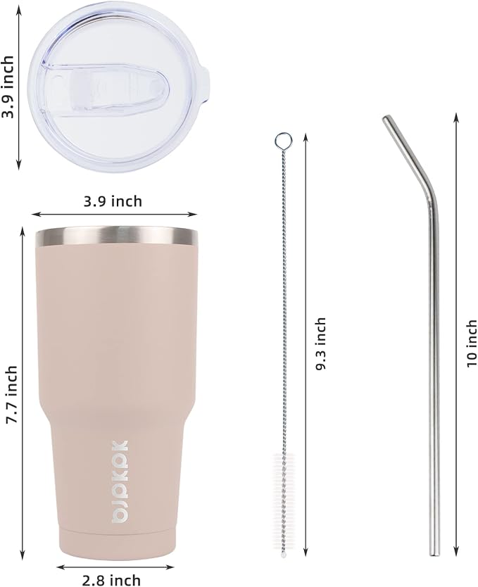 BJPKPK 30 oz Tumbler Cups With Lid And Straw Stainless Steel Double Wall Vacuum Insulated Tumblers For Women and Men Apricot - Image 3