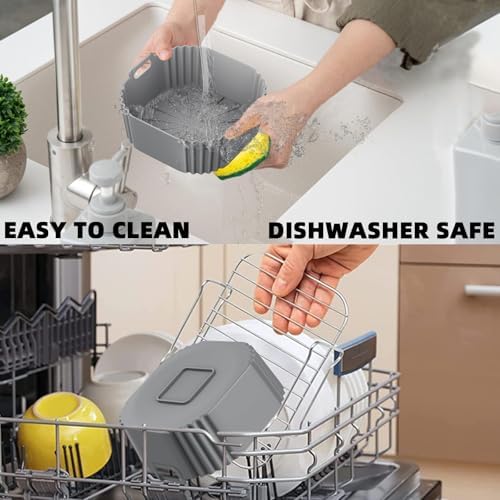 Silicone Air Fryer Liners for CHEFMAN 2 Qt Mini Air Fryer, 2 Pack Square Small Airfryer Liners Reusable for Ninja/DASH/Cuisinart/topzee/COSORI/BELLA/COMFEE'/Instant Pot/Tasty/DEIME/Bear 1-2.1QT - Image 4
