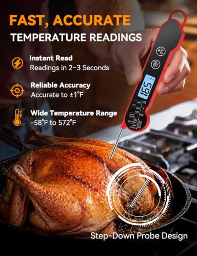 Meat Thermometer Digital, 1 Sec Instant Read, IP67 Waterproof, Backlit - Image 3