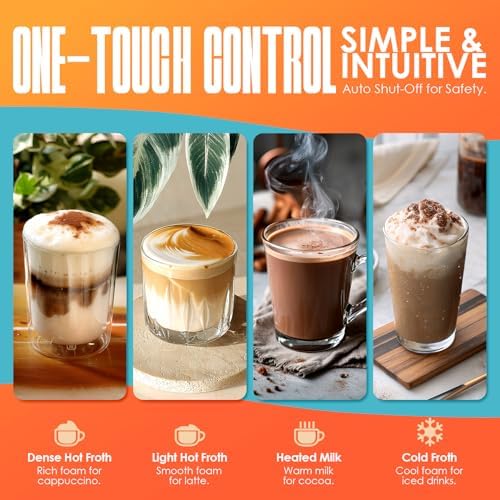 Electric Milk Frother and Steamer - 4-in-1 Automatic Coffee Steamer Frother with 10.5OZ (300ML) Capacity, Warm and Cold Foam Maker for Coffee, Latte, Cappuccino, Macchiato, and Hot Chocolate (Black) - Image 5