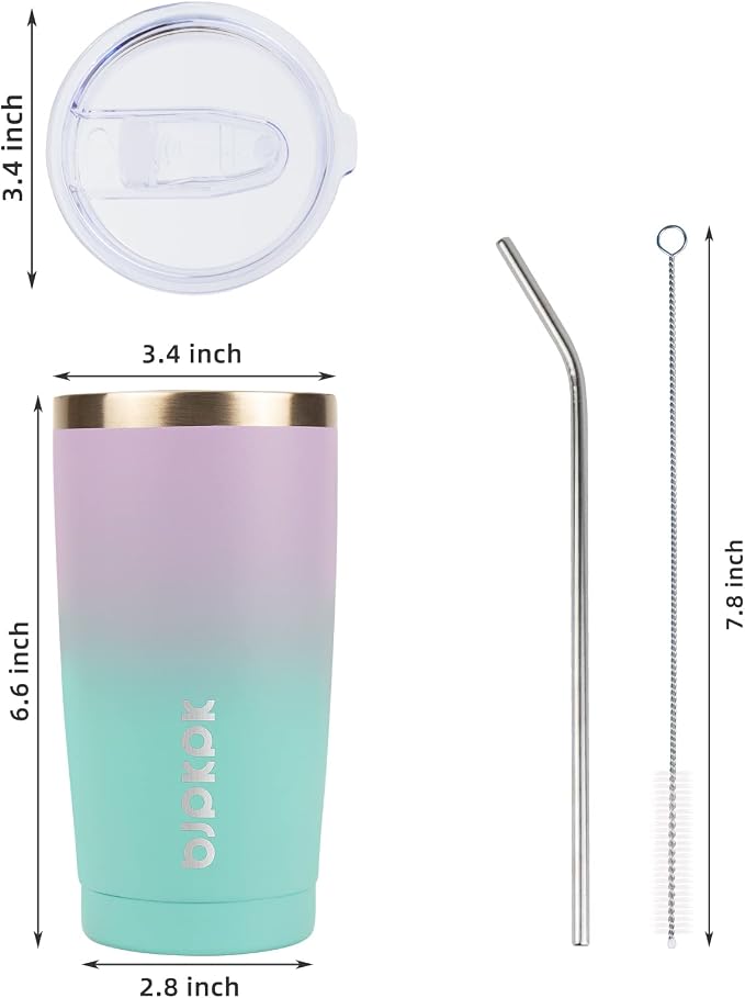 BJPKPK Insulated Stainless Steel Tumbler, Coffee Cup with Lid and Straw, Double Wall Vacuum Travel Mug, Powder Coated Leakproof Tumbler Cup,Lavender Green - Image 3