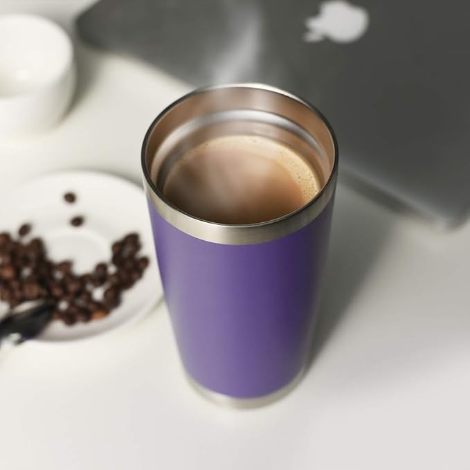 DOMICARE 20oz Stainless Steel Tumbler Bulk with Lid, Double Wall Vacuum Insulated Travel Mug, Powder Coated Coffee Cup, Powder Purple, 1 Pack - Image 7