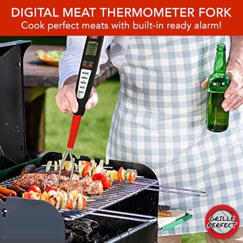 Digital Meat Thermometer Fork for Grilling and Barbecue Fast Read Electronic Probes with Ready Alarm Quick Accurate BBQ Temperature for Steak Chicken Hot Grilled Food - Image 5