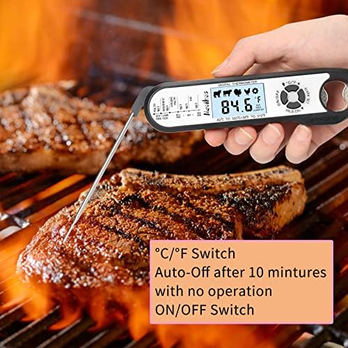 Digital Meat Food Thermometer - 2~3S Instant Read Cooking Thermometer, Backlight, Built-in Magnet, Calibration, Foldable Probe for Kitchen Deep Fry BBQ Grill Roast Turkey - Image 5