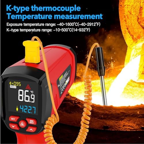 Infrared Thermometer Temperature Gun -40℉~2912℉, 50:1 Pyrometer Digital High IR Temp Thermometer Gun for Industrial Furnace Kiln Foundry Metal Casting Welding HVAC - Image 6