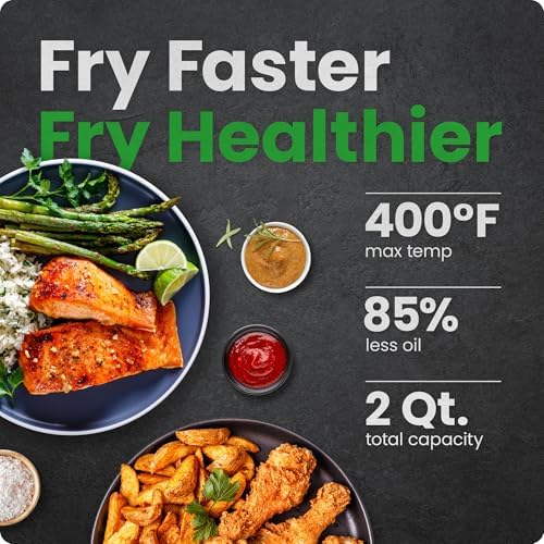 CHEFMAN 2 Qt Mini Air Fryer – Digital Space-Saving Compact Air Fryer with Nonstick and Dishwasher Safe Basket, Quick & Easy Meals in Minutes, Features Digital Timer and Shake Reminder – Black - Image 2
