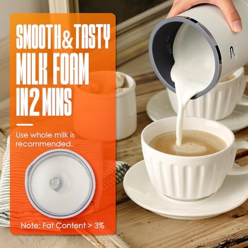 Electric Milk Frother and Steamer - 4-in-1 Automatic Coffee Steamer Frother with 10.5OZ (300ML) Capacity, Warm and Cold Foam Maker for Coffee, Latte, Cappuccino, Macchiato, and Hot Chocolate (White) - Image 3