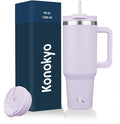 Konokyo 40 oz Tumbler with Handle and 2 Straws,2 in 1 Lid Insulated Water Bottle Stainless Steel Travel Coffee Mug,Wisteria by Konokyo