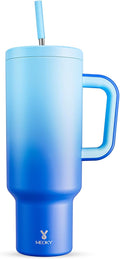 Meoky 50 oz Tumbler with Handle, Tumbler with Lid and Straw, Insulated Stainless Steel Travel Mug, 100% Leak-proof, Keeps Cold for 36 Hours or Hot for 12 Hours (Sky) by MEOKY