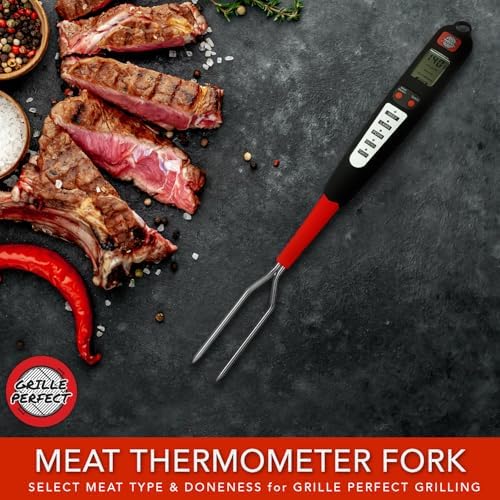 Digital Meat Thermometer Fork for Grilling and Barbecue Fast Read Electronic Probes with Ready Alarm Quick Accurate BBQ Temperature for Steak Chicken Hot Grilled Food - Image 2
