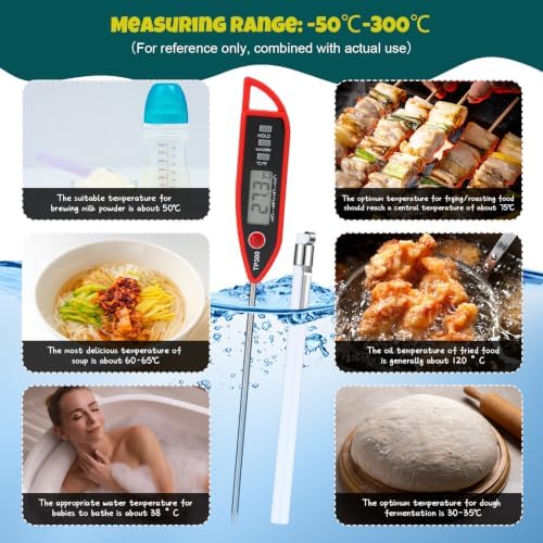 Copkim 24 Set Digital Food Thermometer Long Probe Instant, Black,White,Red - Image 5