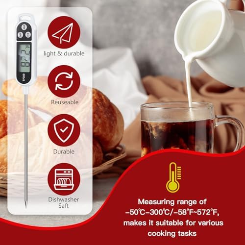 Copkim 6 Pcs Food Thermometer Instant Read Probe BBQ,White - Image 4