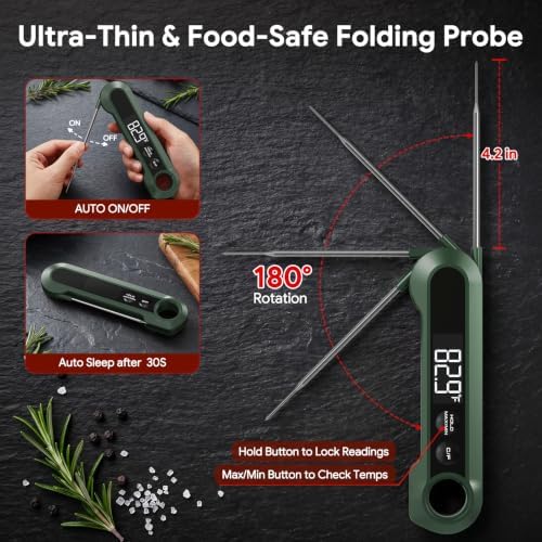 Meat Thermometer Digital,1-2S Instant Read Thermometer for Cooking, Green - Image 4
