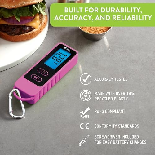 Taylor Tru Temp Digital Meat Thermometer with Folding Probe, Caribiner Clip - Image 2