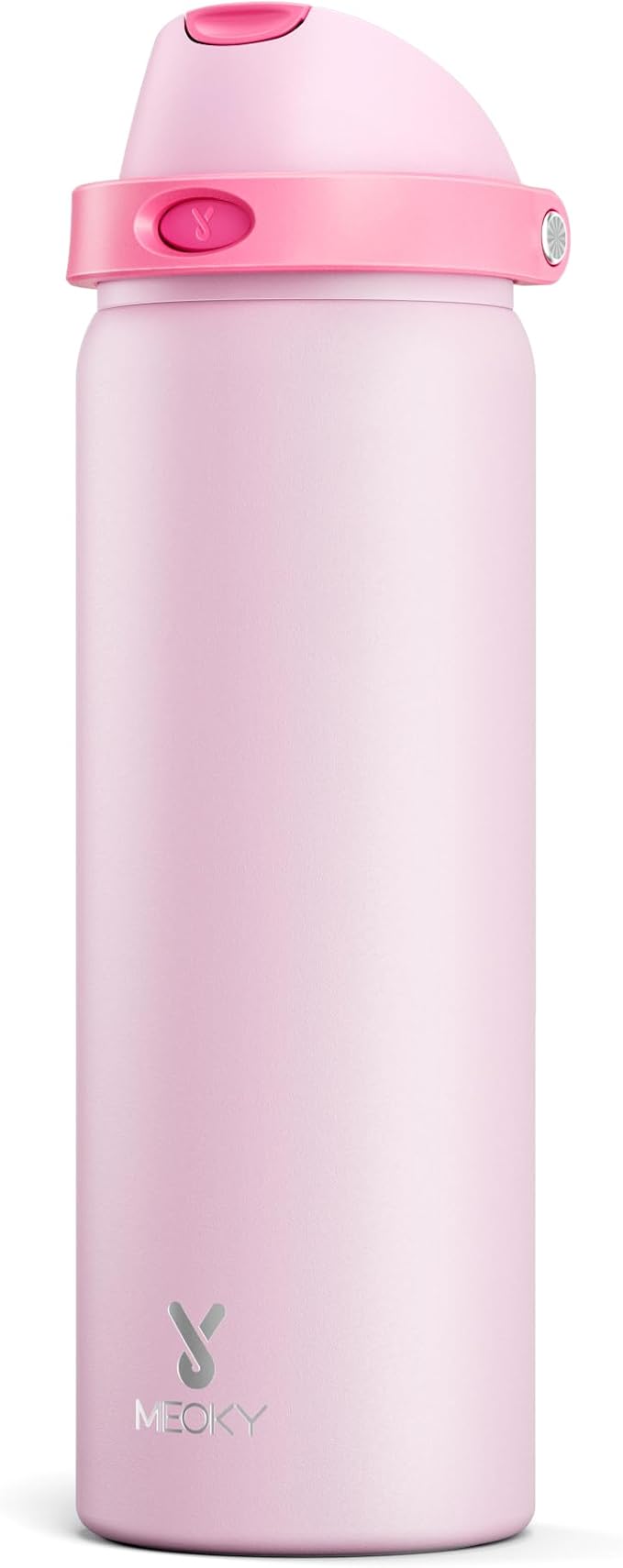 32 oz Insulated Water Bottle for Sports: Meoky Stainless Steel Water Bottle with 2-in-1 Straw and Spout Lid - Leak Proof, Cold for 24 Hours, Protective Silicone Base, BPA-Free for Women Gym, Blush by MEOKY