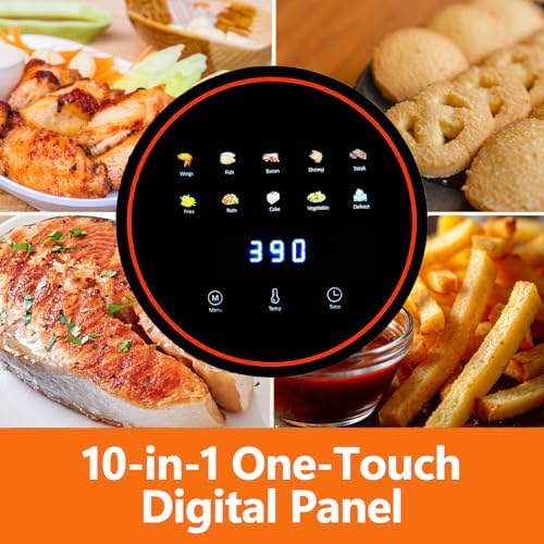 Simple Deluxe 4.7 Qt Glass Air Fryer, Non-Toxic 10-in-1 Digital Air Fryer with 360° Visible Glass Bowl, Nonstick & Dishwasher-Safe, Air Fry, Roast, Bake, Dehydrate, Fries, 1300W, Silver - Image 3