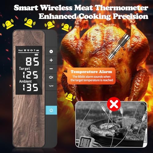 Wireless Meat Thermometer-Multi Sensors Digital Food Thermometer with Ultra-Thin Probe, Accuracy Smart Bluetooth Meat Thermometer for Steak, BBQ, Oven, Grill, Smoker,Recipes in App & Host - Image 3