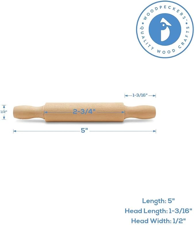 Wooden Mini Rolling Pin, 5 Inches Long - Image 2