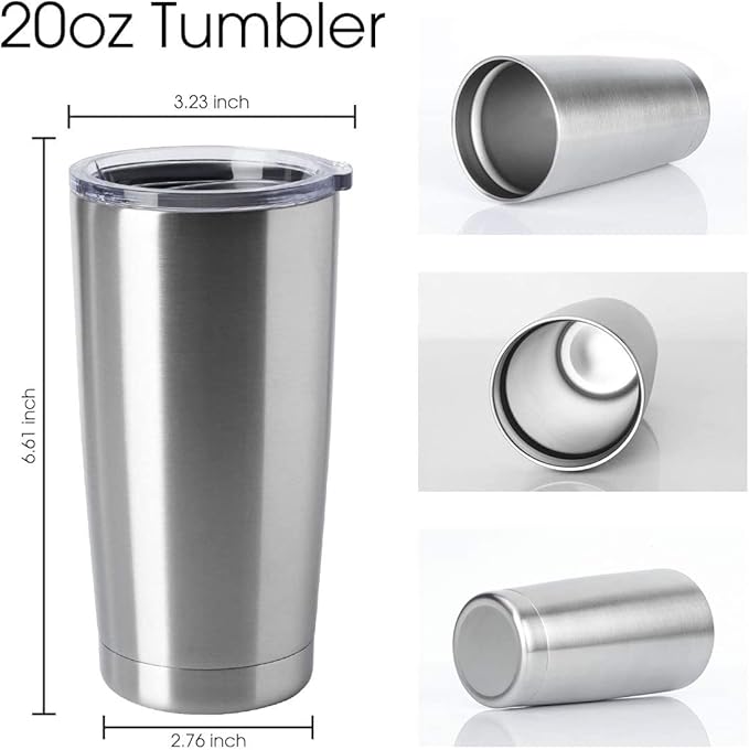 HASLE OUTFITTERS 20oz Tumblers Stainless Steel Mugs with Lid Double Wall Vacuum Insulated Coffee Cups for Cold & Hot Drinks (20oz-Stainless Steel, 12 Pack) - Image 2
