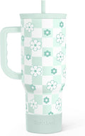 SANDJEST 40oz Daisy Flower Tumbler with Handle and Straw - Insulated Stainless Steel Coffee Travel Mug for Women Girls, Floral Gift Idea for Birthday Christmas by SANDJEST