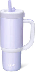 Ello Oasis 18oz Stainless Steel Kids Tumbler with Handle & Retracting Straw, 100% Leakproof, Double-Wall Vacuum Insulated, Kids Water Bottle for School, BPA Free, Dishwasher Safe, Purple Holographic by Ello
