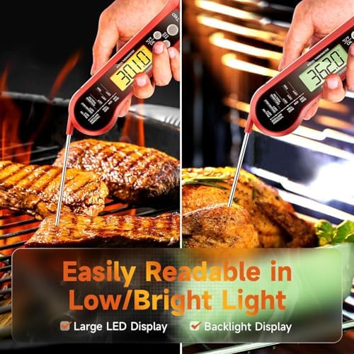 Meat Thermometer Digital – Instant Read Food Thermometer for Cooking with Long Probe and Backlit Display, Fast Accurate Temperature for Grill, BBQ, Smoker, Candy, Kitchen Essentials - Image 5