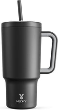 Meoky 30 oz Tumbler with Handle, Tumbler with Lid and Straw, Insulated Stainless Steel Travel Mug, 100% Leak-proof, Cupholder Friendly, Keeps Cold for 24 Hours or Hot for 8 Hours (Night) by MEOKY