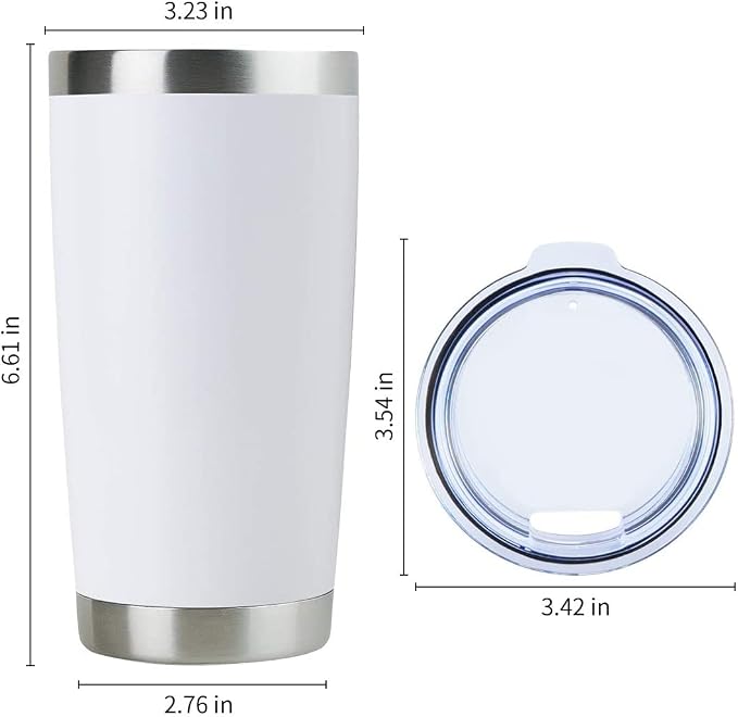 DOMICARE 20oz Stainless Steel Tumbler Bulk with Lid, Double Wall Vacuum Insulated Travel Mug, Powder Coated Coffee Cup, Powder White, 8 Pack - Image 5