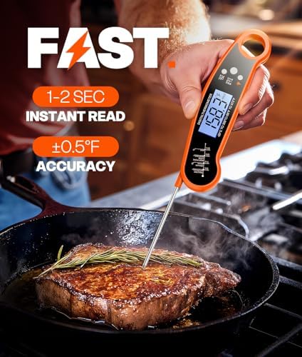 Instant Read Meat Thermometer Digital, Food Thermometer for Cooking, Orange - Image 2