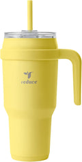 Reduce 40 oz Stainless Steel Tumbler with Handle - Dual-Wall Vacuum Insulated Travel Mug, Sweat-Proof Lid & Reusable Straw - Keeps Drinks Cold for 24 Hrs, Fits Cupholders, Dishwasher Safe -Pina Colada by Reduce